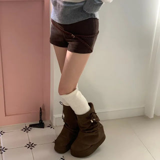 Dolly Corduroy Golden High-Waist Shorts