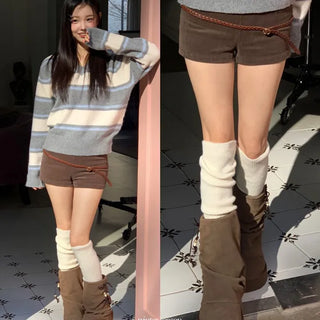 Dolly Corduroy Golden High-Waist Shorts