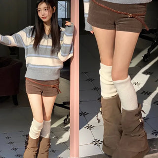 Dolly Corduroy Golden High-Waist Shorts