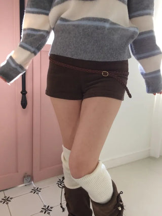 Dolly Corduroy Golden High-Waist Shorts