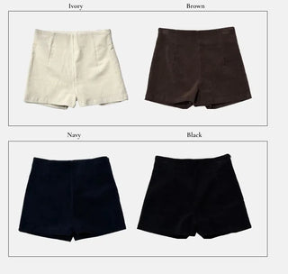 Dolly Corduroy Golden High-Waist Shorts