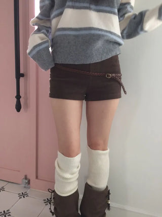 Dolly Corduroy Golden High-Waist Shorts