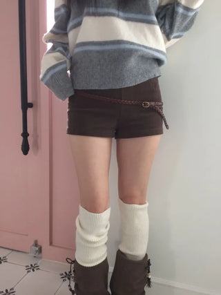 Dolly Corduroy Golden High-Waist Shorts