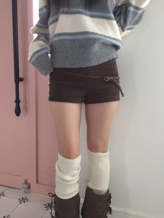 Dolly Corduroy Golden High-Waist Shorts