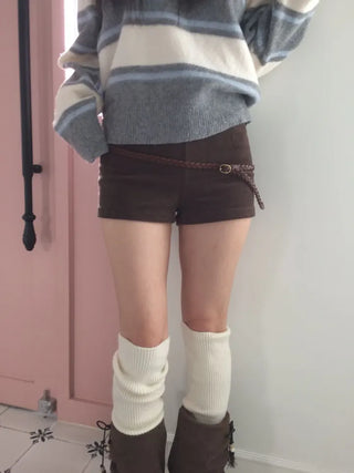 Dolly Corduroy Golden High-Waist Shorts