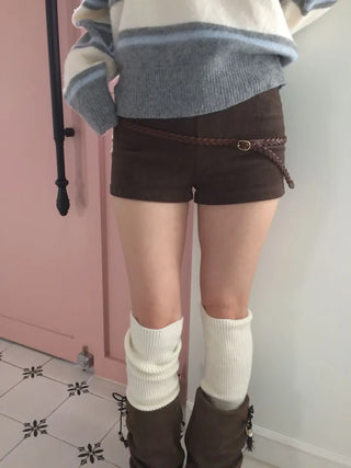 Dolly Corduroy Golden High-Waist Shorts