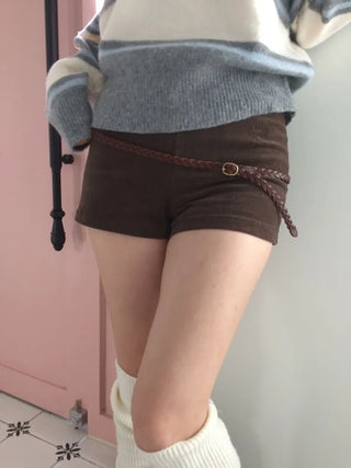 Dolly Corduroy Golden High-Waist Shorts