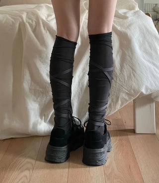 Chichi Strap Ribbon Ballet Core Knee Socks