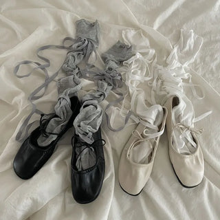 Chichi Strap Ribbon Ballet Core Knee Socks