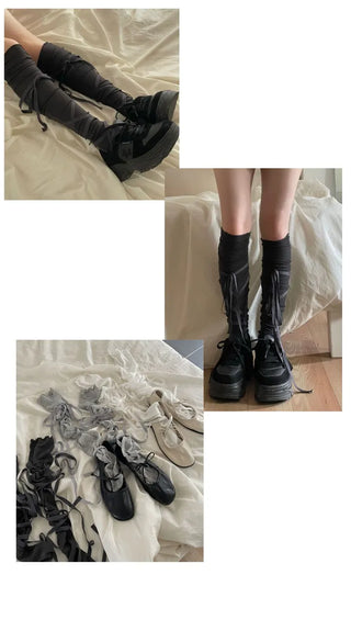 Chichi Strap Ribbon Ballet Core Knee Socks