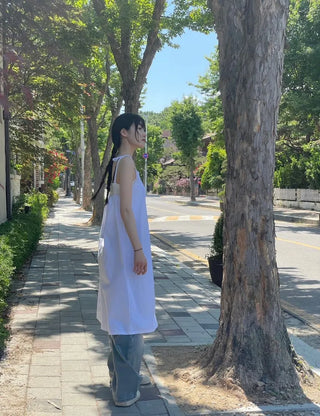 Pure Cotton Vintage Punching Ribbon Long Dress