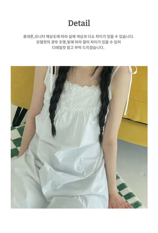 Pure Cotton Vintage Punching Ribbon Long Dress