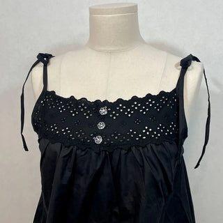 Pure Cotton Vintage Punching Ribbon Long Dress