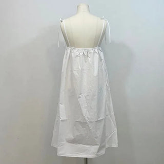 Pure Cotton Vintage Punching Ribbon Long Dress