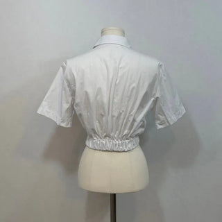 glam waist banding patch pocket crop shirt