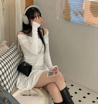 Ruel shirring high-waist frill banding skirt