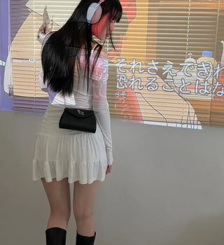 Ruel shirring high-waist frill banding skirt