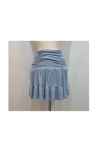 Ruel shirring high-waist frill banding skirt