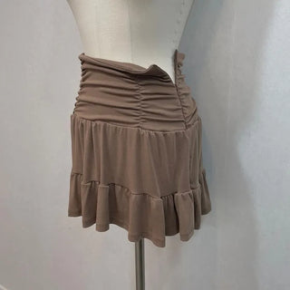 Ruel shirring high-waist frill banding skirt