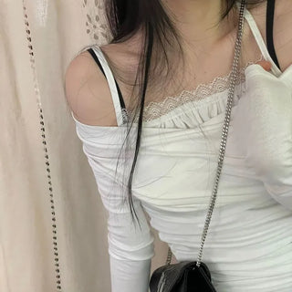 Apple Lace Shirring Layered Sleeveless Nashi