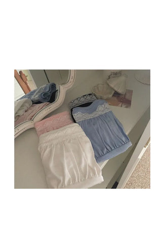 Apple Lace Shirring Layered Sleeveless Nashi