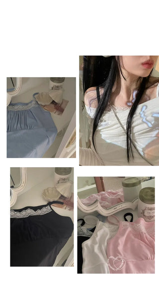 Apple Lace Shirring Layered Sleeveless Nashi