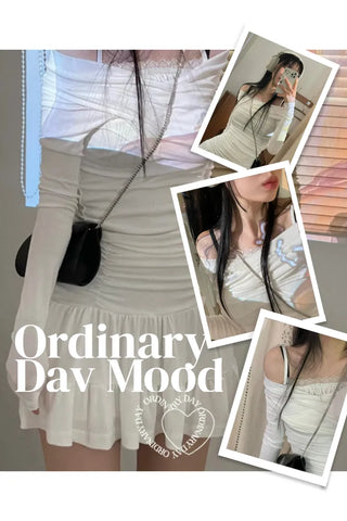 Apple Lace Shirring Layered Sleeveless Nashi
