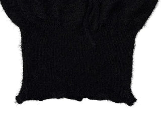 Fairy pine needle square neck ribbon shirring long sleeve knit