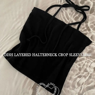 Dish Layered Halter Neck Crop Nashi