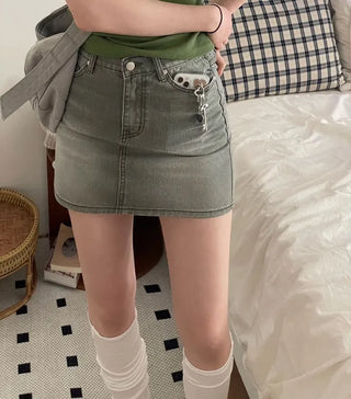 Kio denim washed mini skirt