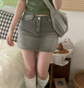 Kio denim washed mini skirt