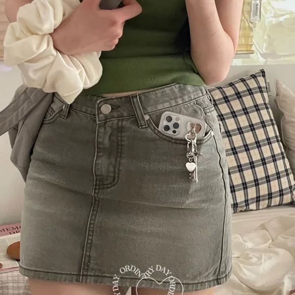 Kio denim washed mini skirt