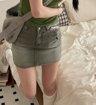 Kio denim washed mini skirt