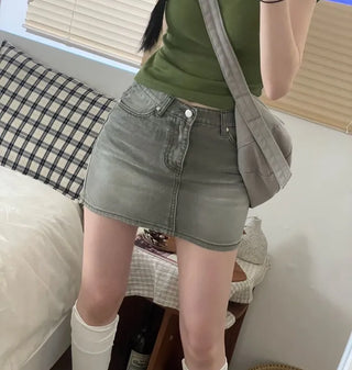 Kio denim washed mini skirt