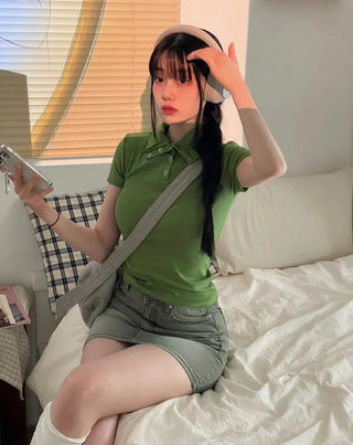 Kio denim washed mini skirt