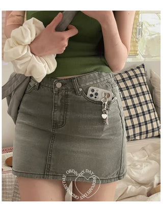 Kio denim washed mini skirt