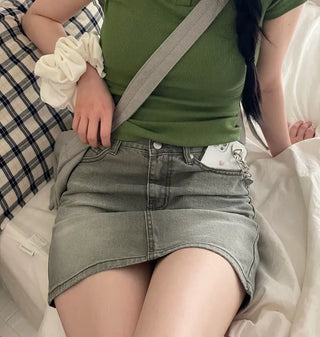 Kio denim washed mini skirt