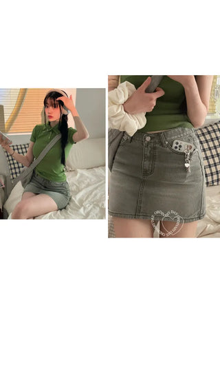 Kio denim washed mini skirt