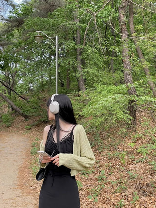 Casey shirring side-slit sleeveless bustier long one-piece dress