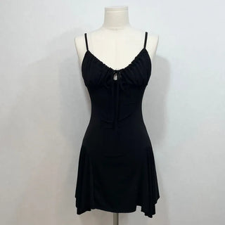 Casey shirring side-slit sleeveless bustier long one-piece dress