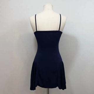 Casey shirring side-slit sleeveless bustier long one-piece dress