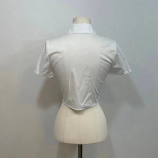 Vivi tight fit collar crop pintuck shirt
