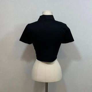 Vivi tight fit collar crop pintuck shirt