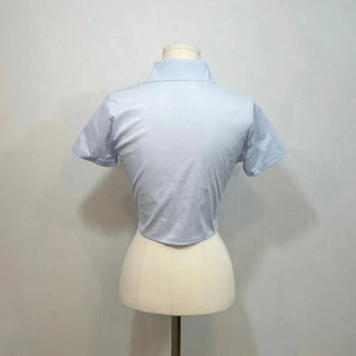 Vivi tight fit collar crop pintuck shirt
