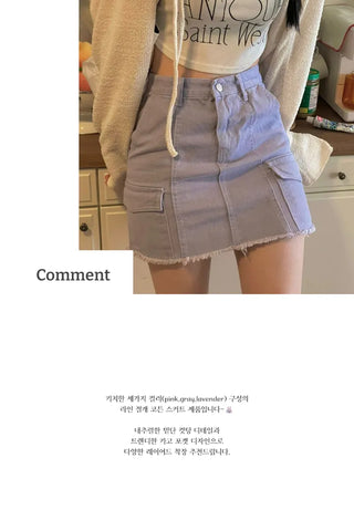 Cool Kitsch Cargo Cut Cotton Skirt in