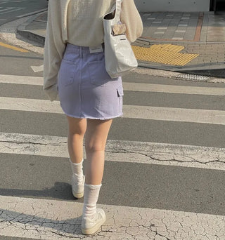 Cool Kitsch Cargo Cut Cotton Skirt in