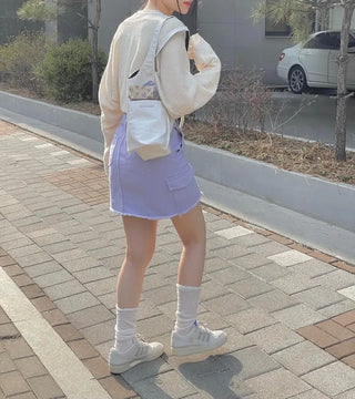 Cool Kitsch Cargo Cut Cotton Skirt in