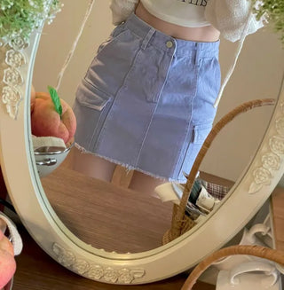 Cool Kitsch Cargo Cut Cotton Skirt in