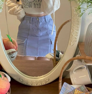 Cool Kitsch Cargo Cut Cotton Skirt in