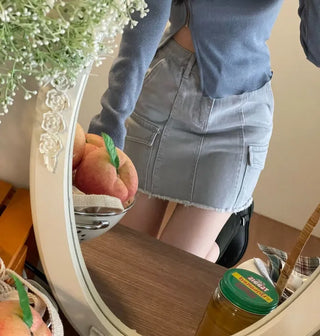 Cool Kitsch Cargo Cut Cotton Skirt in